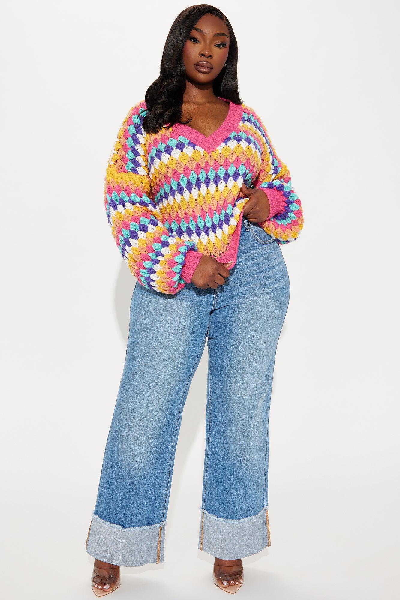 My Best Friends Striped Sweater - Multi Color Product Image