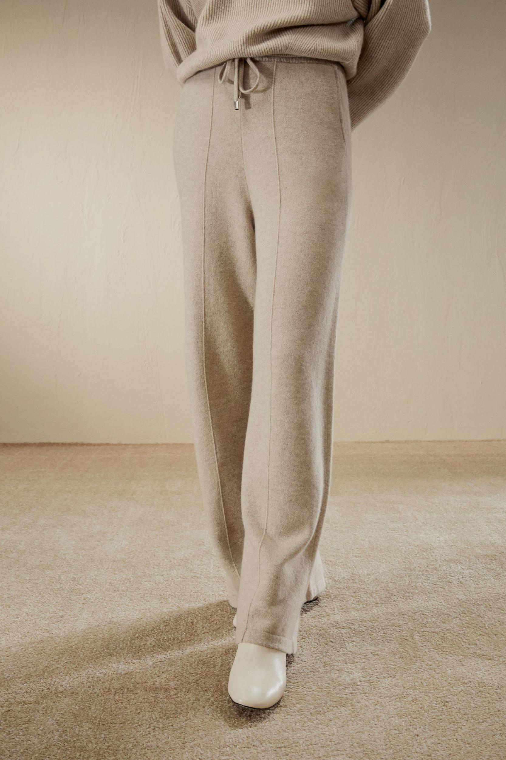 LILYSILK Cashmere Pant - for Women - White 100% Natural Cashmere - Breathable Regular Fit Pants S Product Image