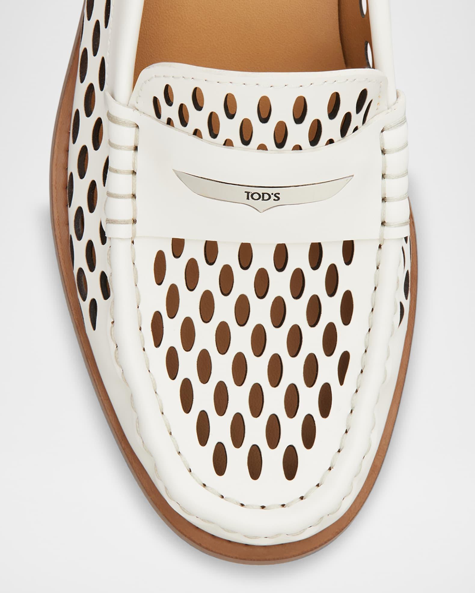 Perforated Leather Driver Penny Loafers Product Image