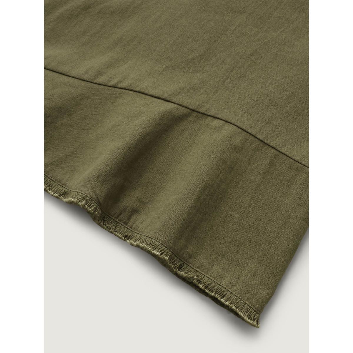 Plus Size Stretchy Waist Frayed Hem Wide-Leg Pants Women ArmyGreen Boho Wide Leg Mid Rise Vacation Pants BloomChic 10/M Product Image