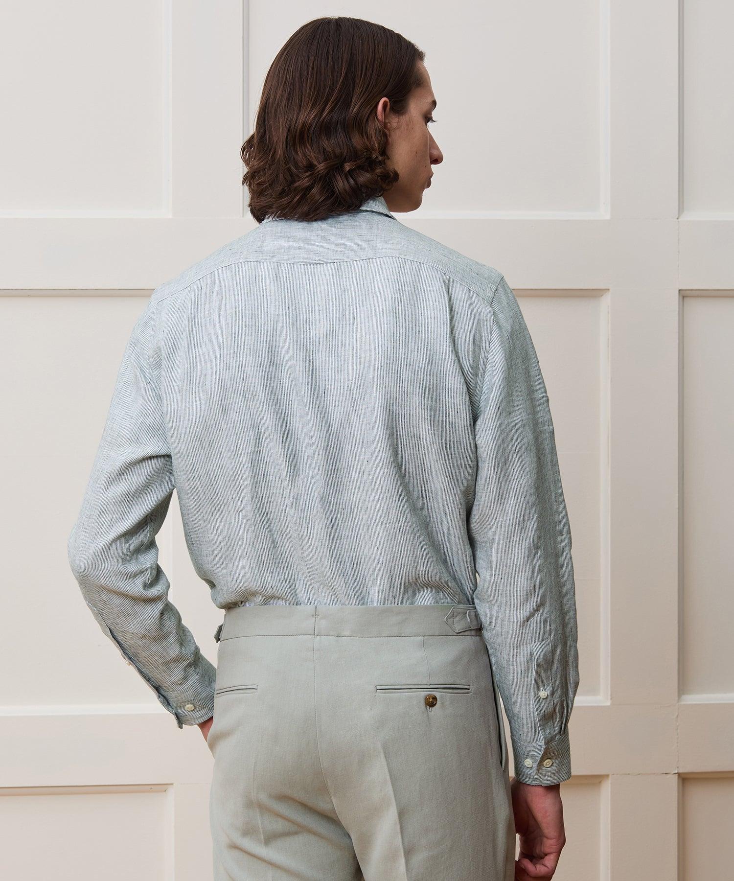 Italian Linen Spread Collar Dress Shirt Product Image