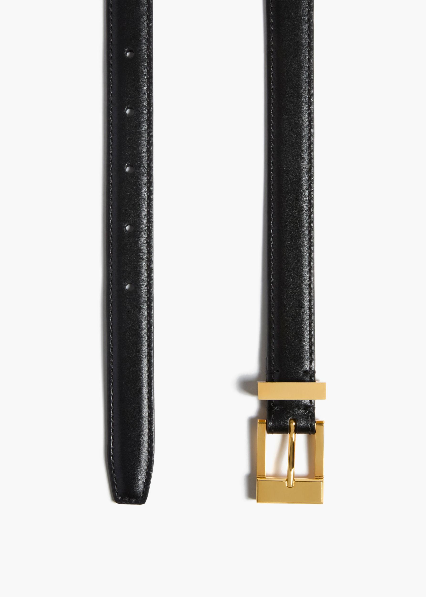 Manhattan Belt in Black Leather with Gold Product Image