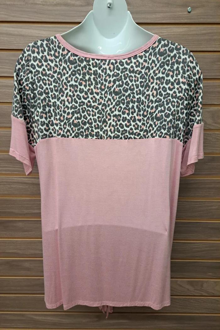 Self-Tie Bottom Pink Leopard Top Product Image