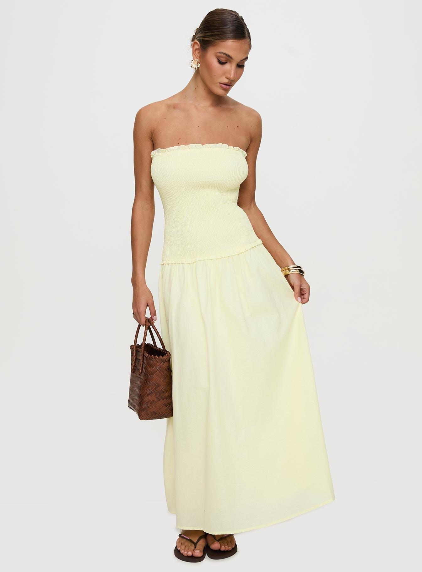 Tinsie Strapless Maxi Dress Yellow Product Image