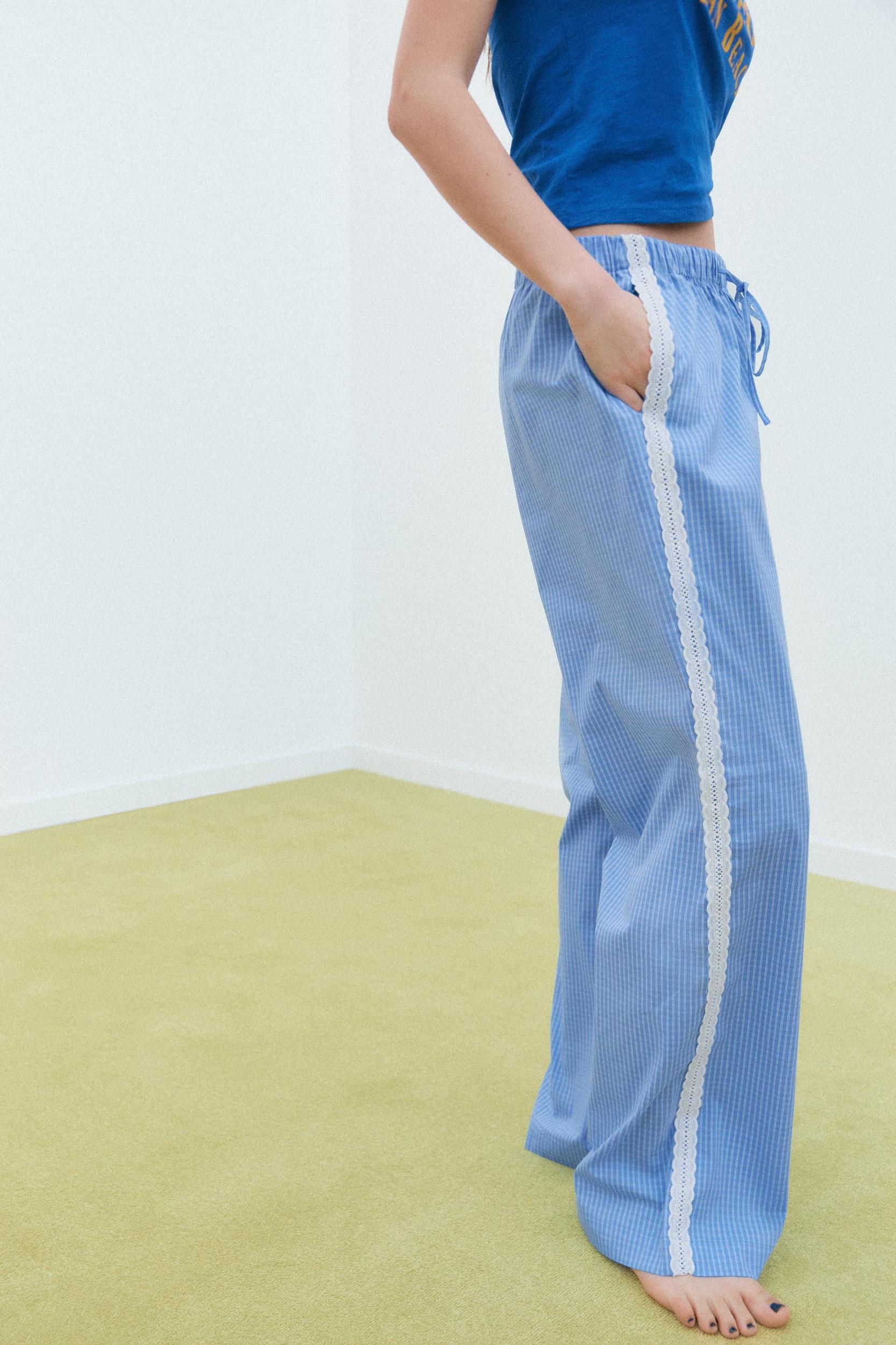 LACE PLAID PAJAMA PANTS Product Image