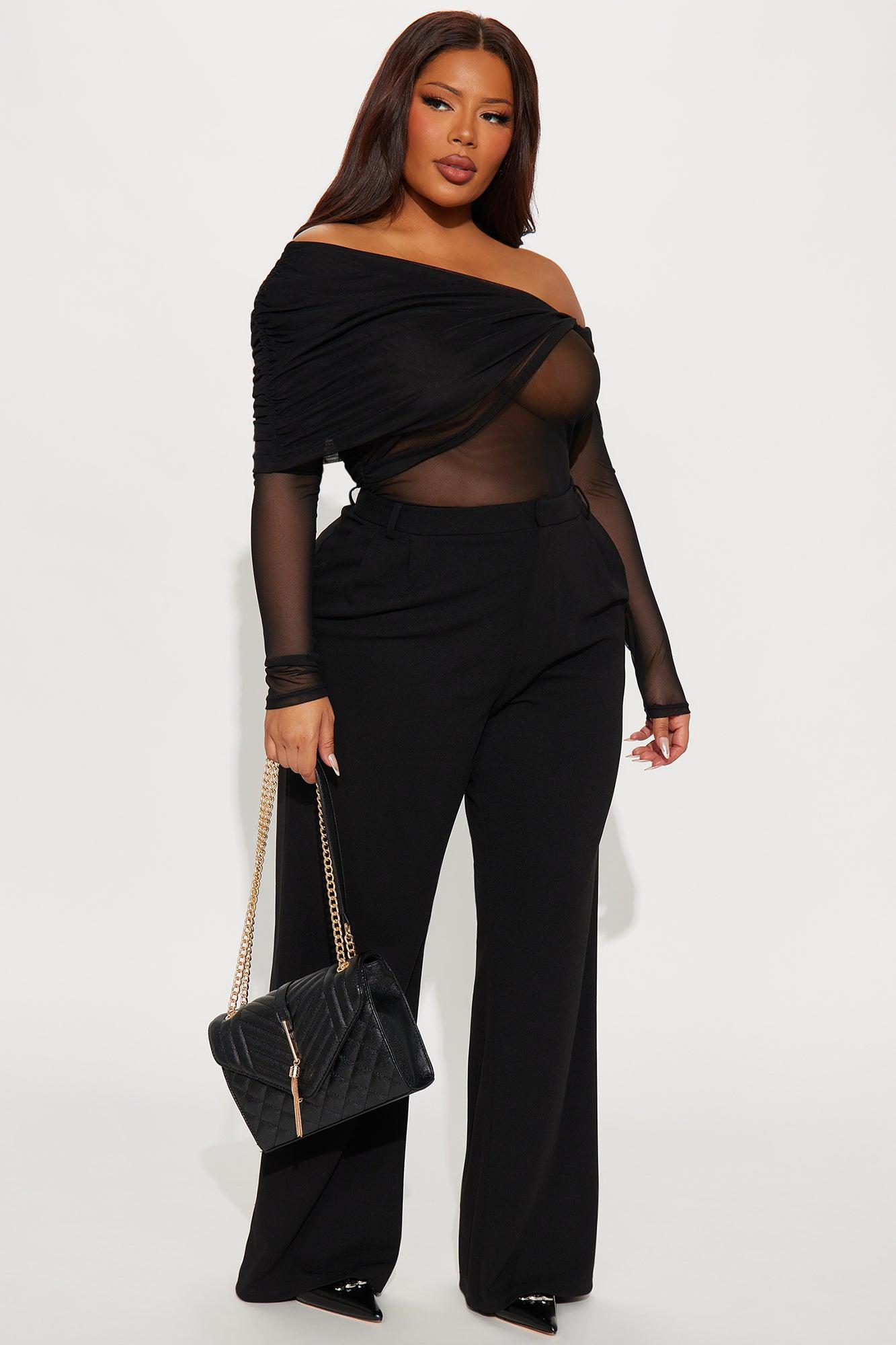 Alena Mesh Off Shoulder Bodysuit - Black Product Image