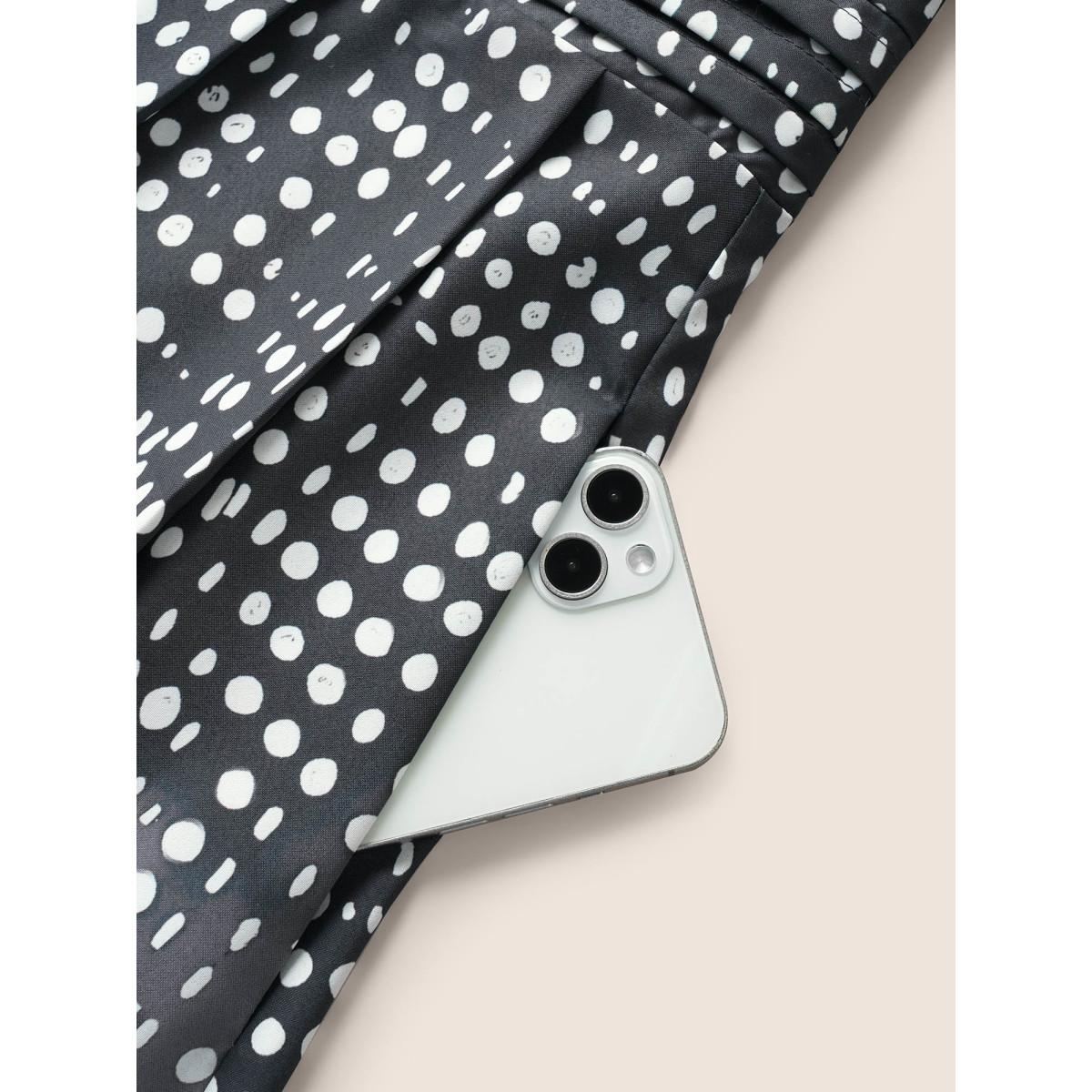 Plus Size Polka Dot Ombre Pleated Pocket Tank Dress Teal Women At the Office Non Round Neck Sleeveless Curvy BloomChic 18-20/2X Product Image