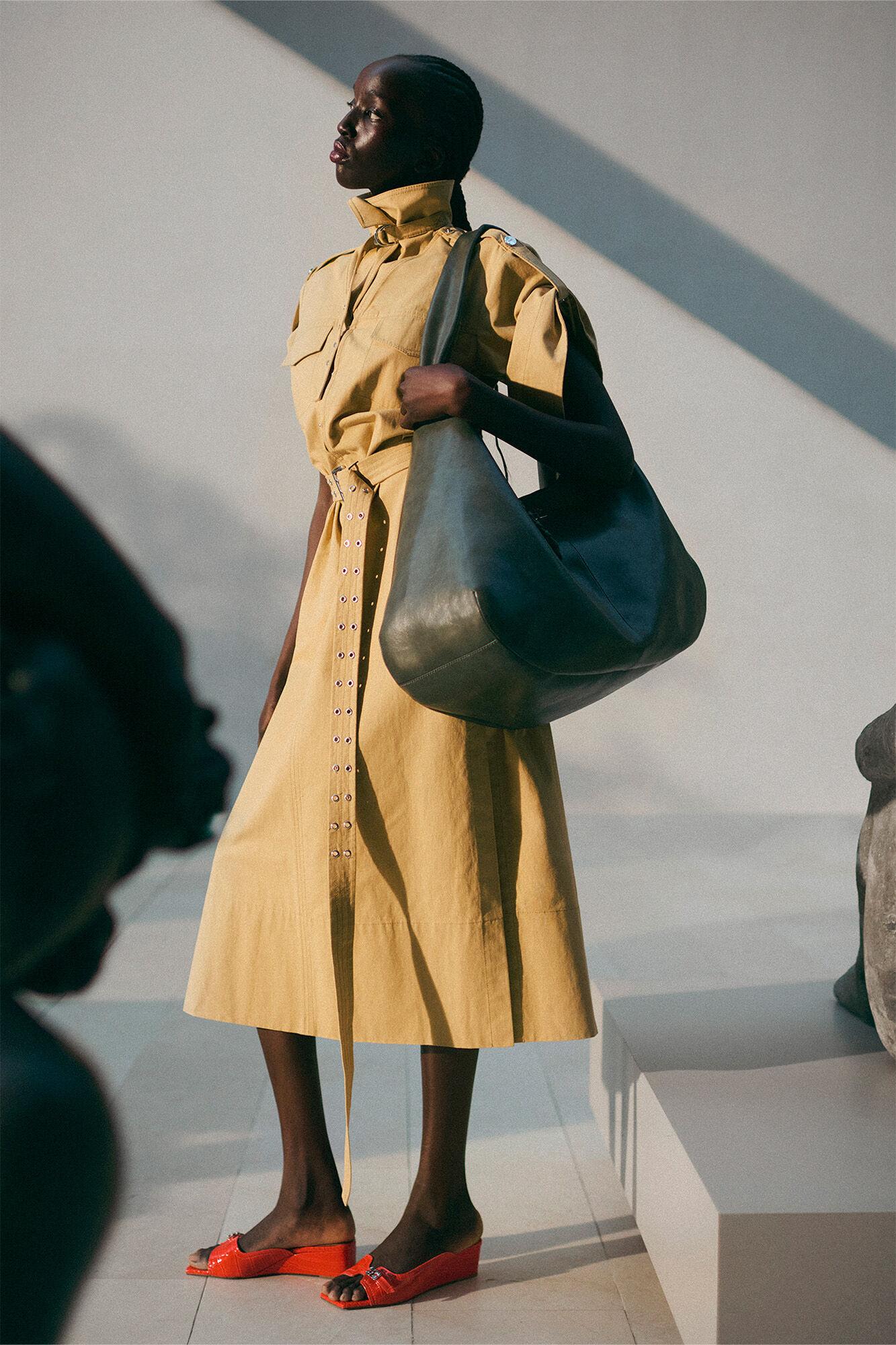 Beige Stretch Cotton Dress Product Image