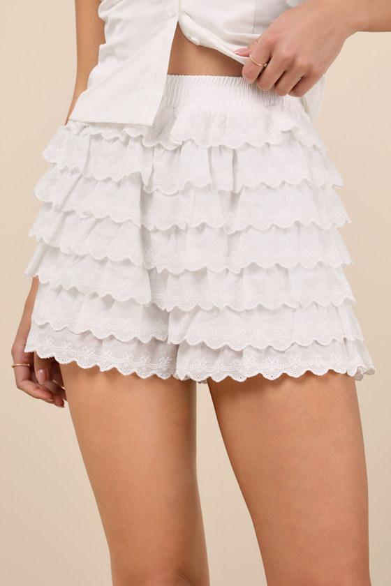 Raphaela White Eyelet Embroidered Bloomer Shorts Product Image