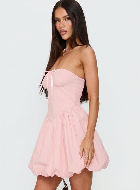 Melaina Bubble Hem Mini Dress Pink Product Image