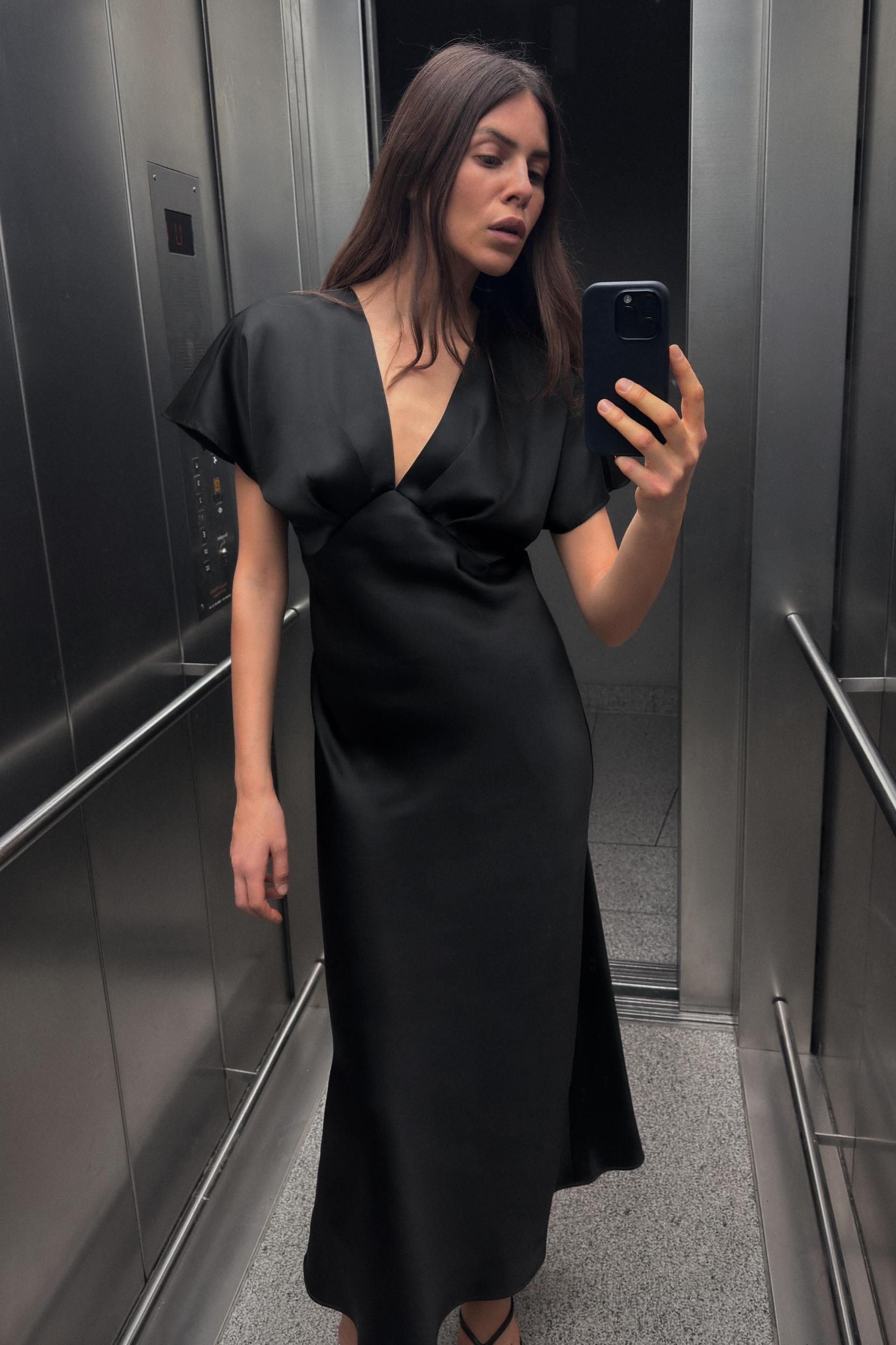 SATIN EFFECT MIDI DRESS Product Image