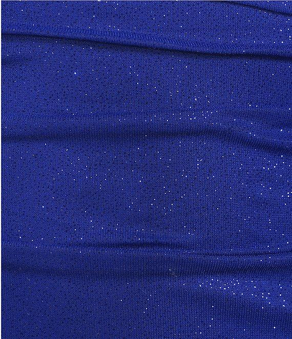 Jump Sleeveless Glitter Straight Neckline Shirred Mini Dress Product Image