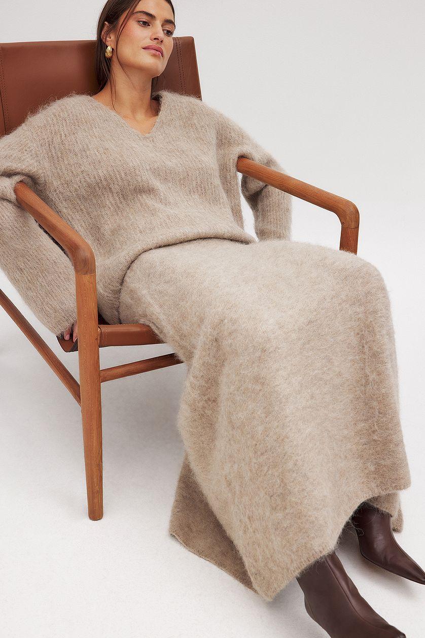 Wool Blend Knitted Maxi Skirt Product Image