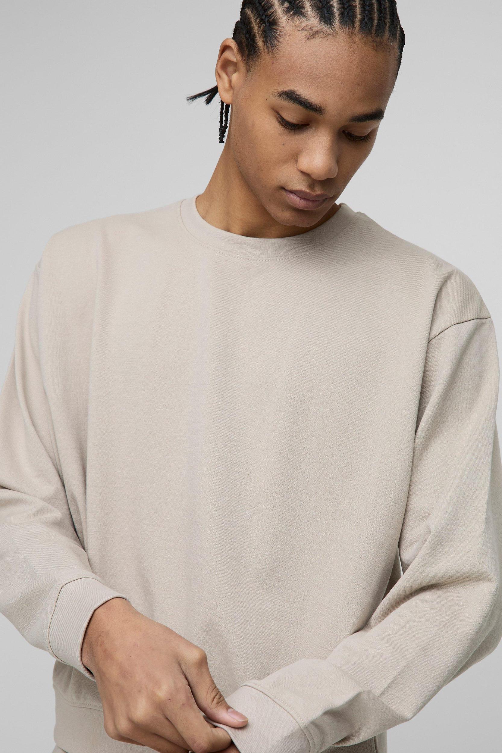 260GSM Loopback Basic Oversized Boxy Sweatshirt | boohooMAN USA Product Image