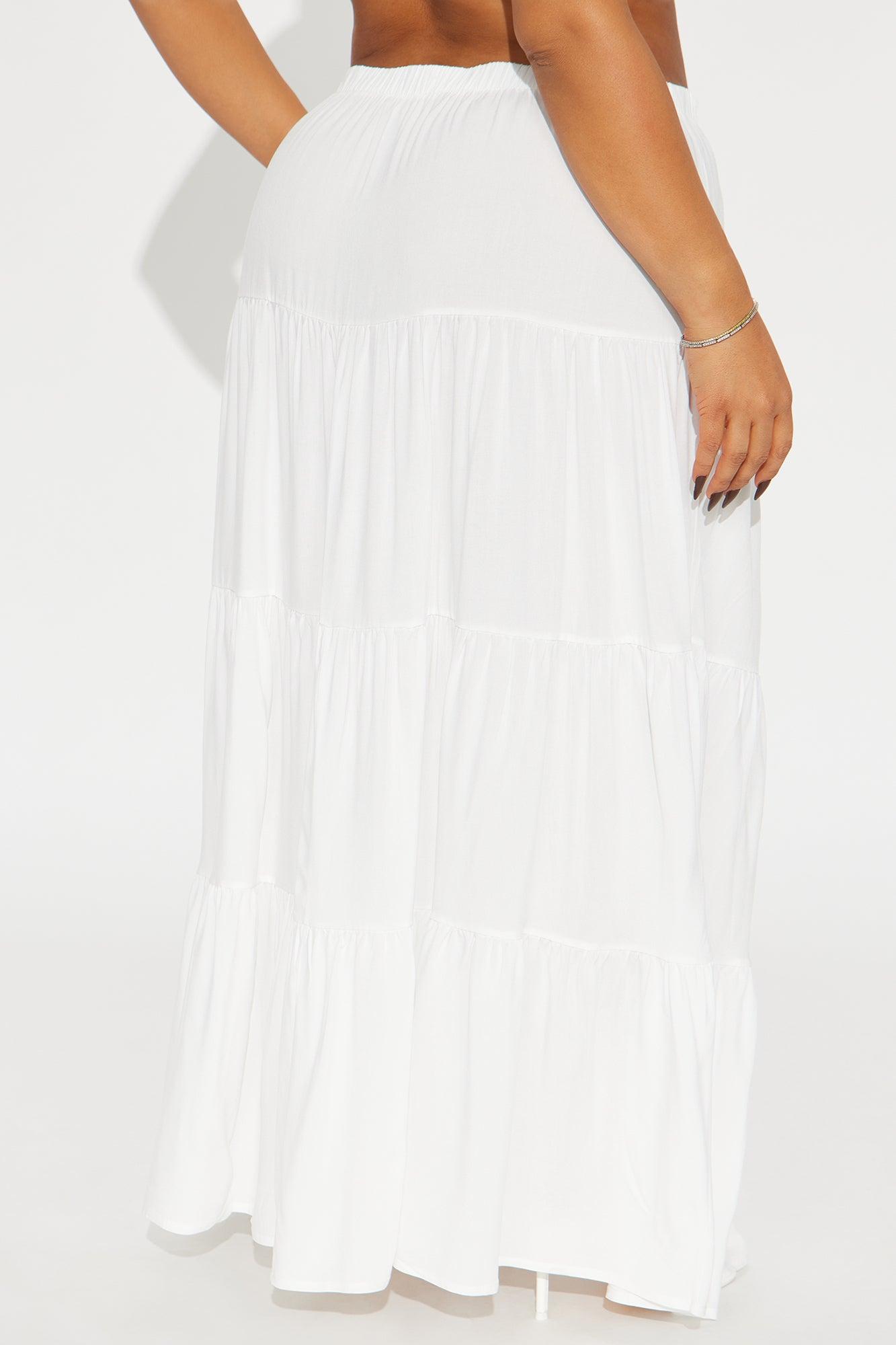 Adriana Tiered Maxi Skirt - White Product Image