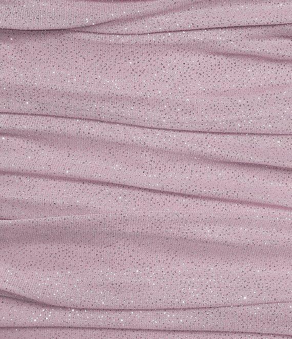 Jump Glitter Square Neck Ruched Long Sleeves With Ties At Hemline Dress Product Image