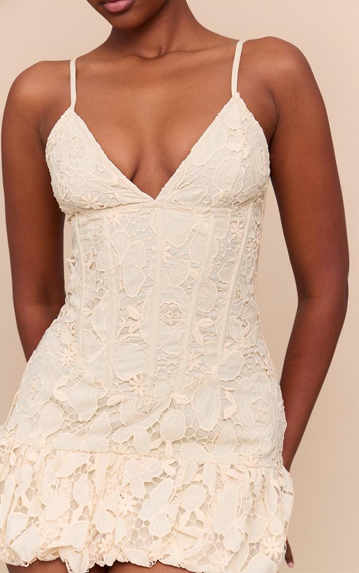 Butter Yellow Floral Cup Detail Extreme Puffball Hem Dress Product Image