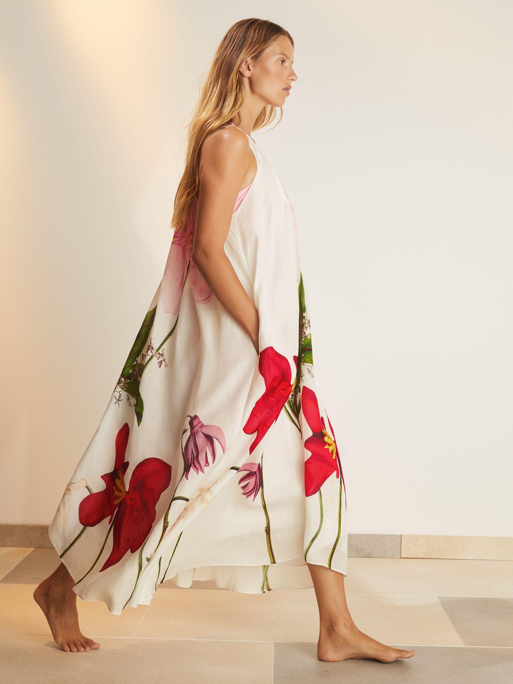 NYBG Floral Print Maxi Dress With Linen in Ivory Product Image