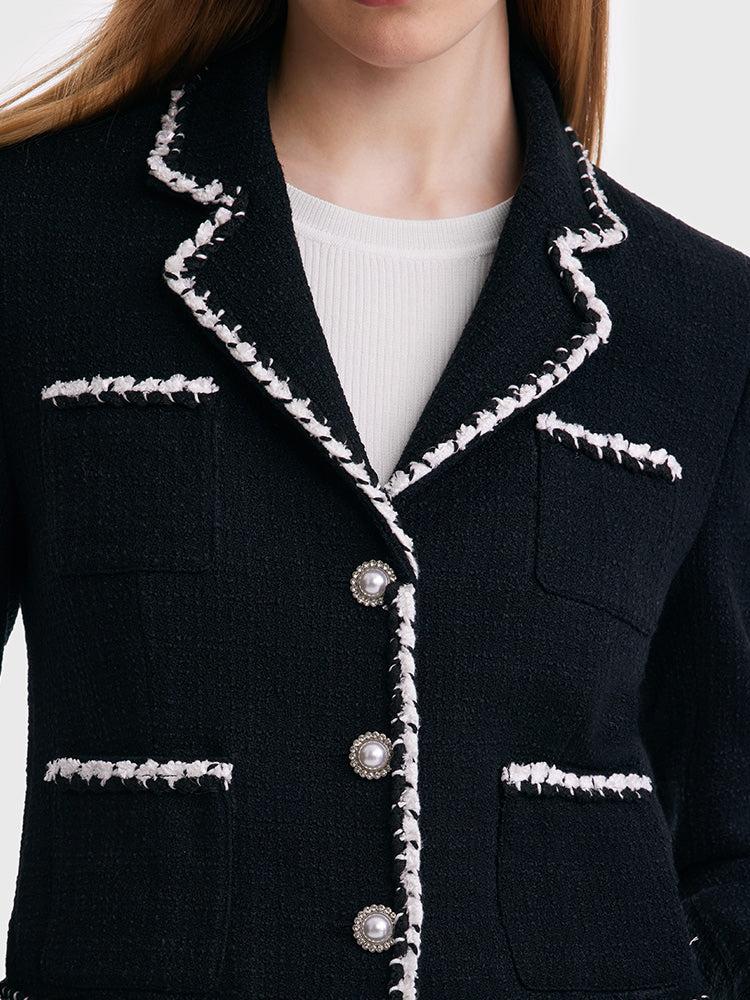 Tweed Contrast Trim Women Crop Jacket Product Image