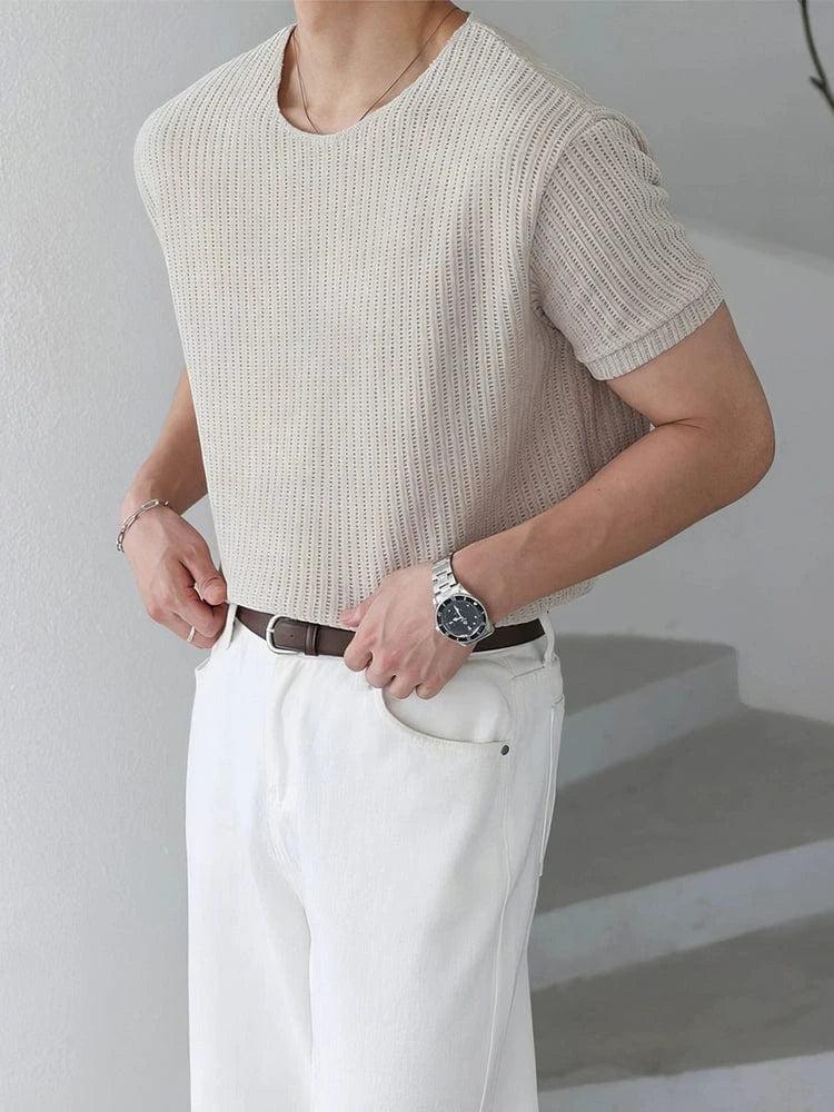 RT No. 18152 CREAM KNIT SHORT SLEEVE Product Image