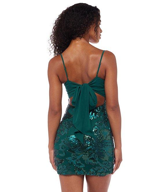 B. Darlin Sleeveless Floral Patterned Sequin Bodycon Dress Product Image