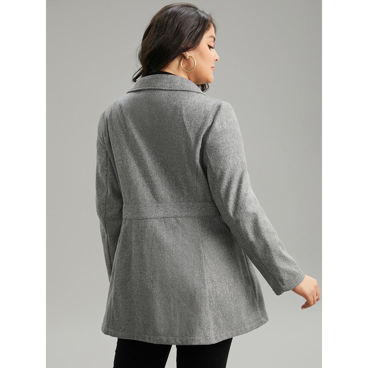 Plus Size Solid Pocket Lapel Collar Zipper Coat Women DarkGray Casual Plain Ladies Dailywear Winter Coats BloomChic 26/4X Product Image