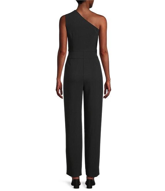Alex Marie Petite Size Aliza One Shoulder Wide Leg Crepe Jumpsuit Product Image