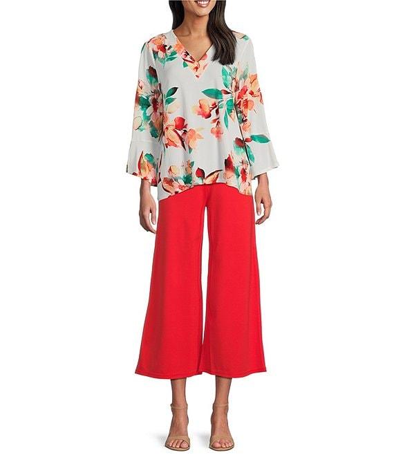 Slim Factor by Investments Lightweight Ponte Knit No Waist Wide Leg Crop Pants Product Image