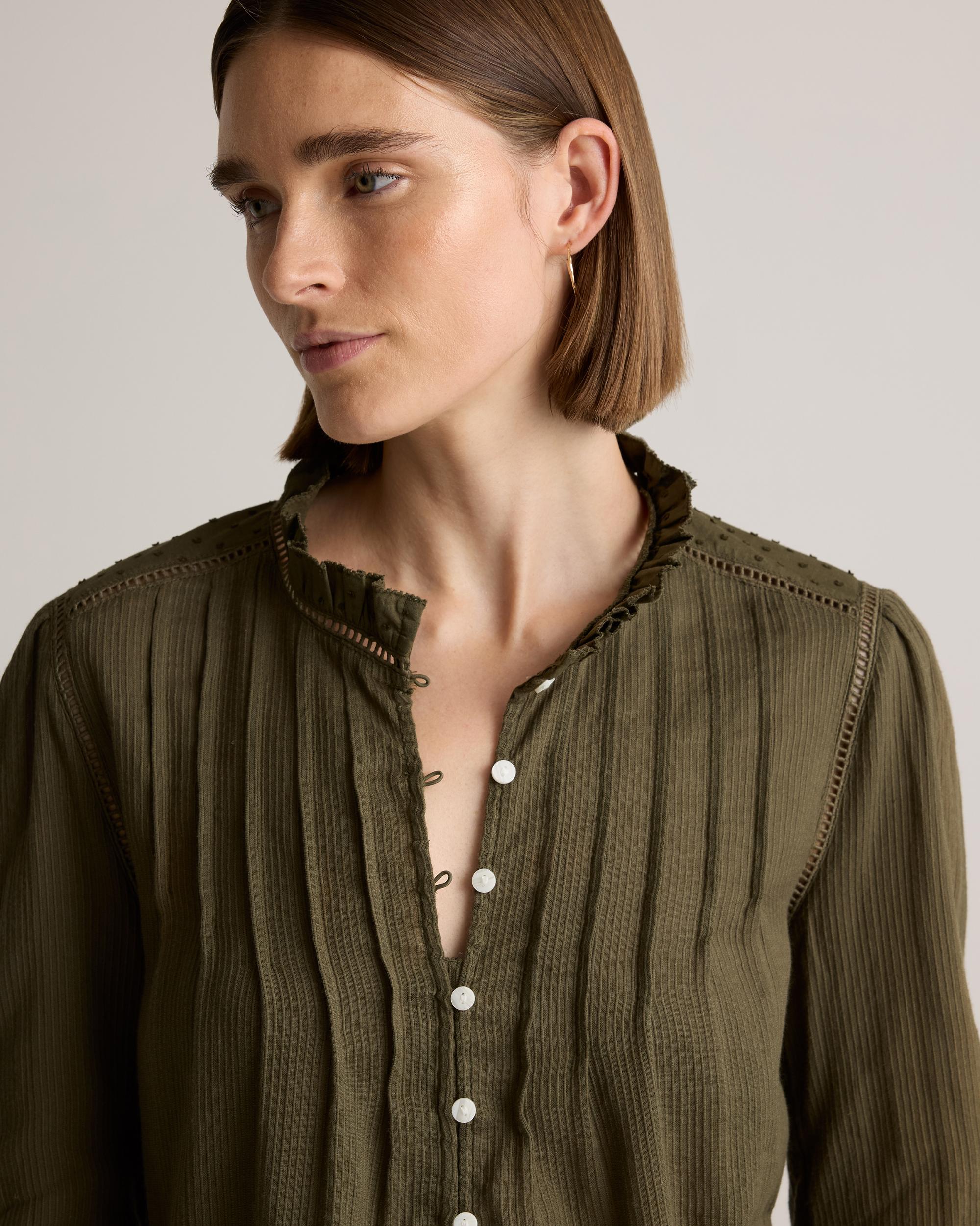 Quince | Women's Organic Textured Cotton Peasant Blouse Size XS, Organic Cotton Product Image