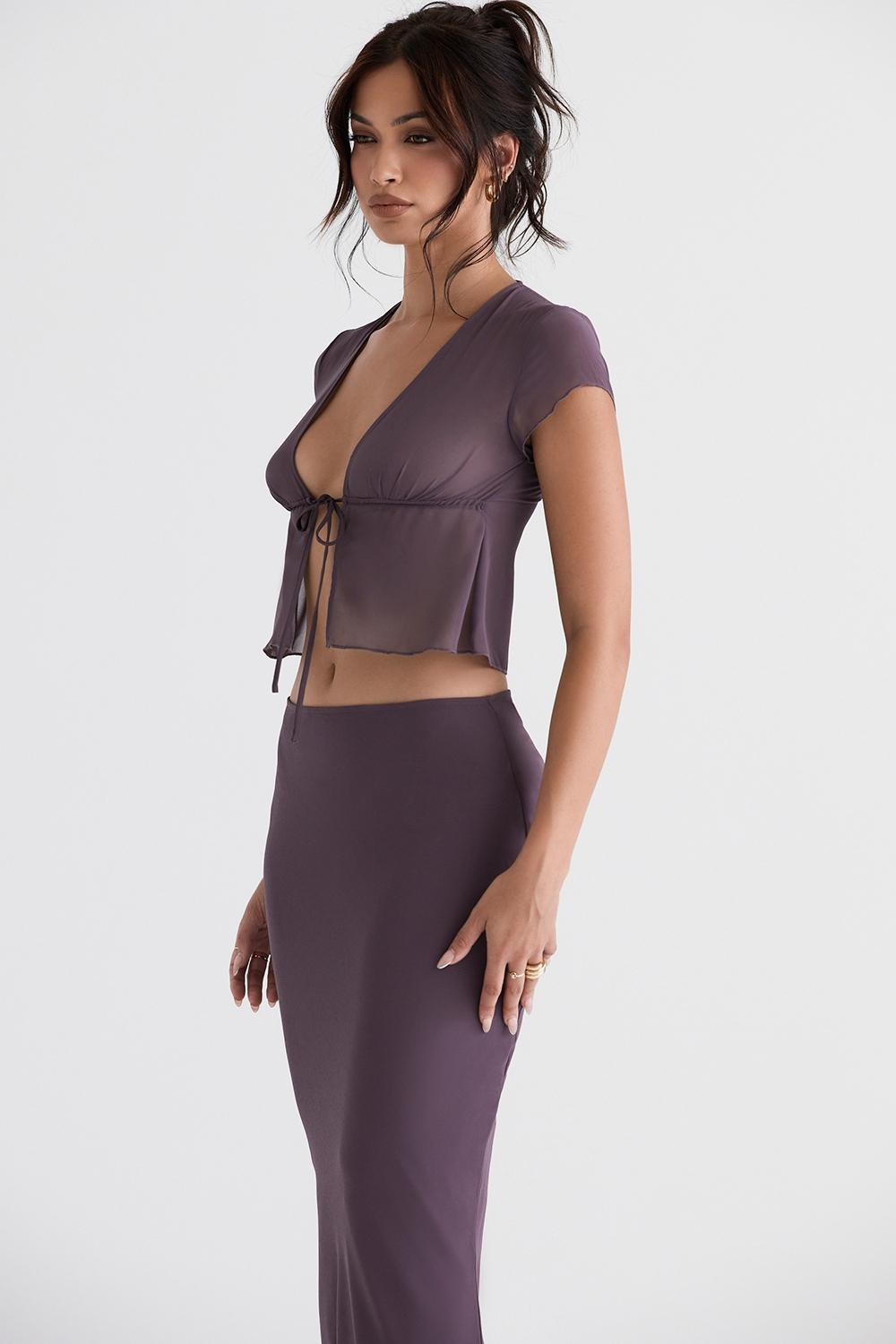 Maia  dark mauve tie front top Product Image