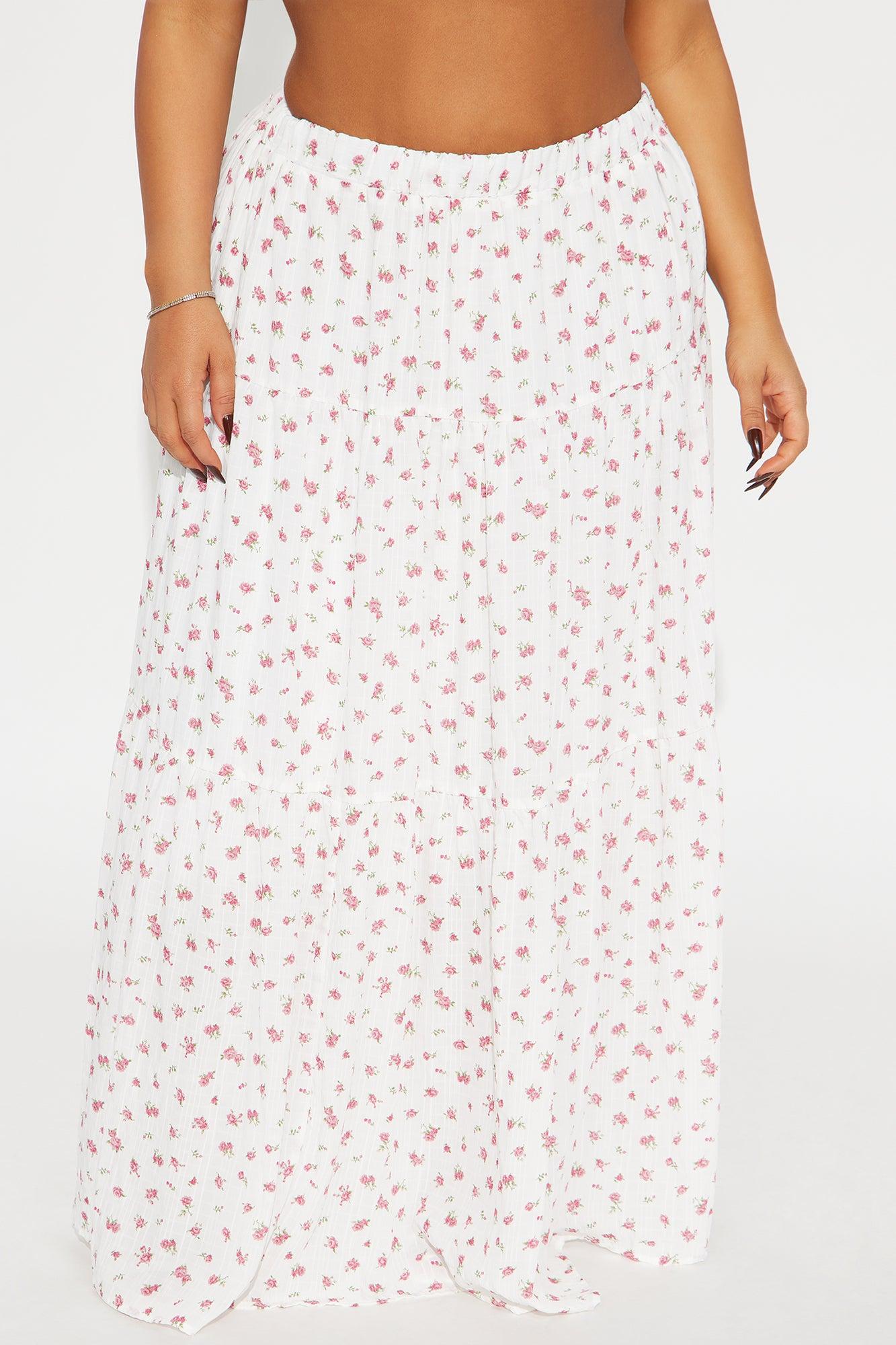 Malia Floral Tiered Maxi Skirt - Pink/combo Product Image