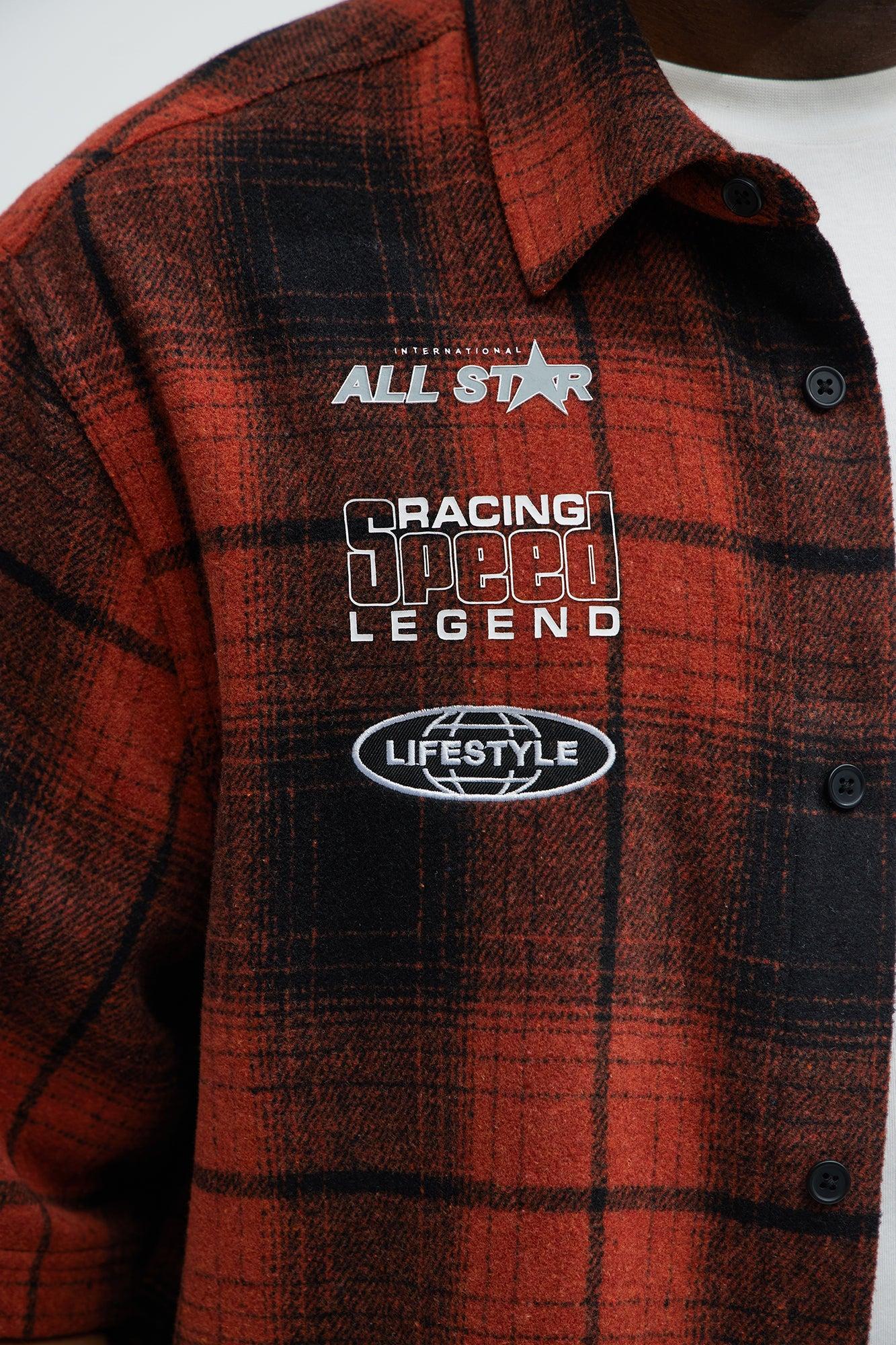All Star Plaid Button Down Cropped Short Sleeve Shirt - Orange/combo Product Image