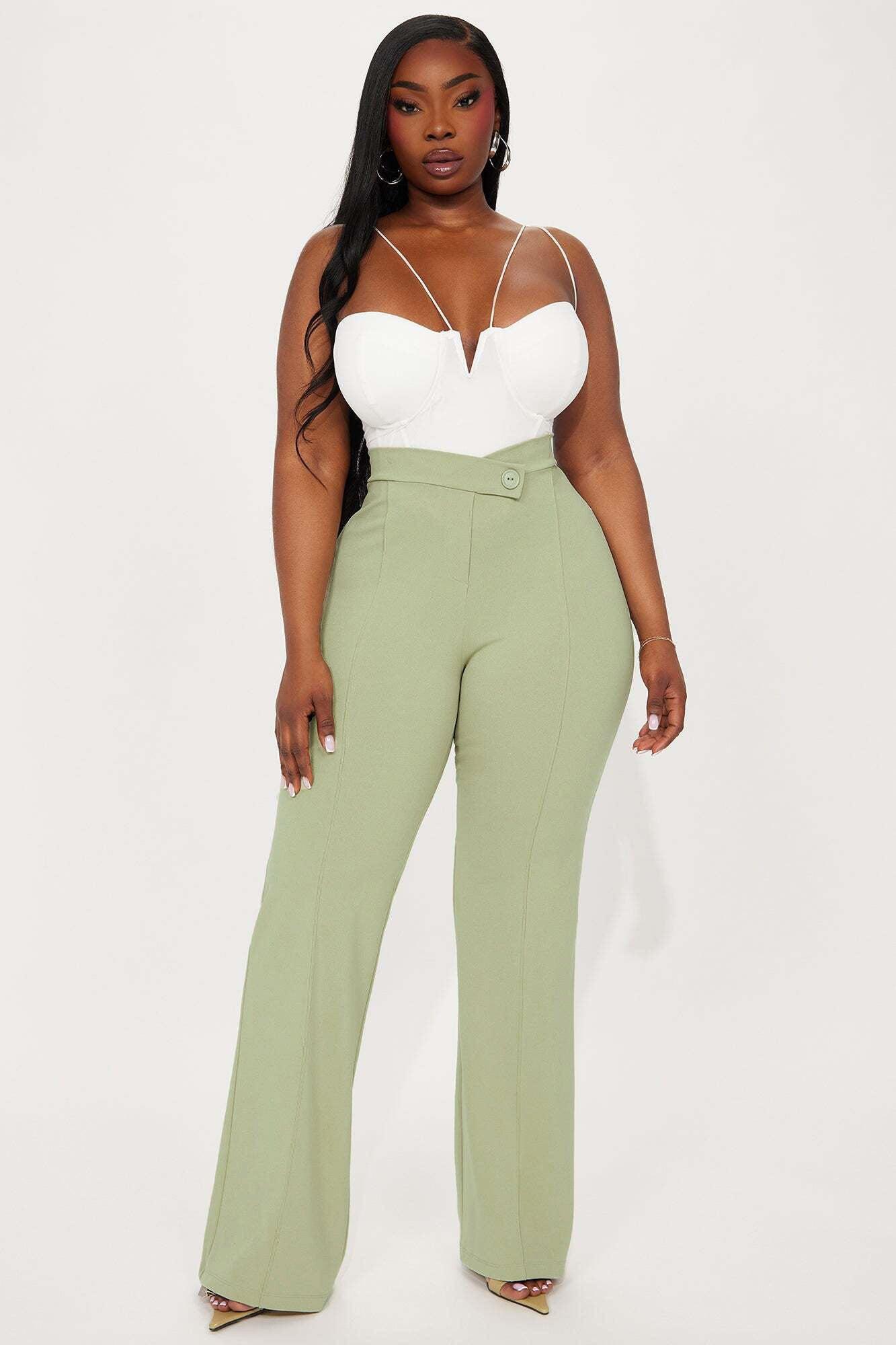 Call It Even Wide Leg Dress Pants - Sage Product Image