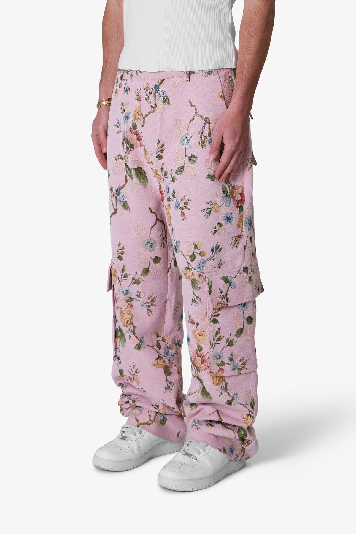 Jacquard Rose Cargo Pants - Pink Product Image