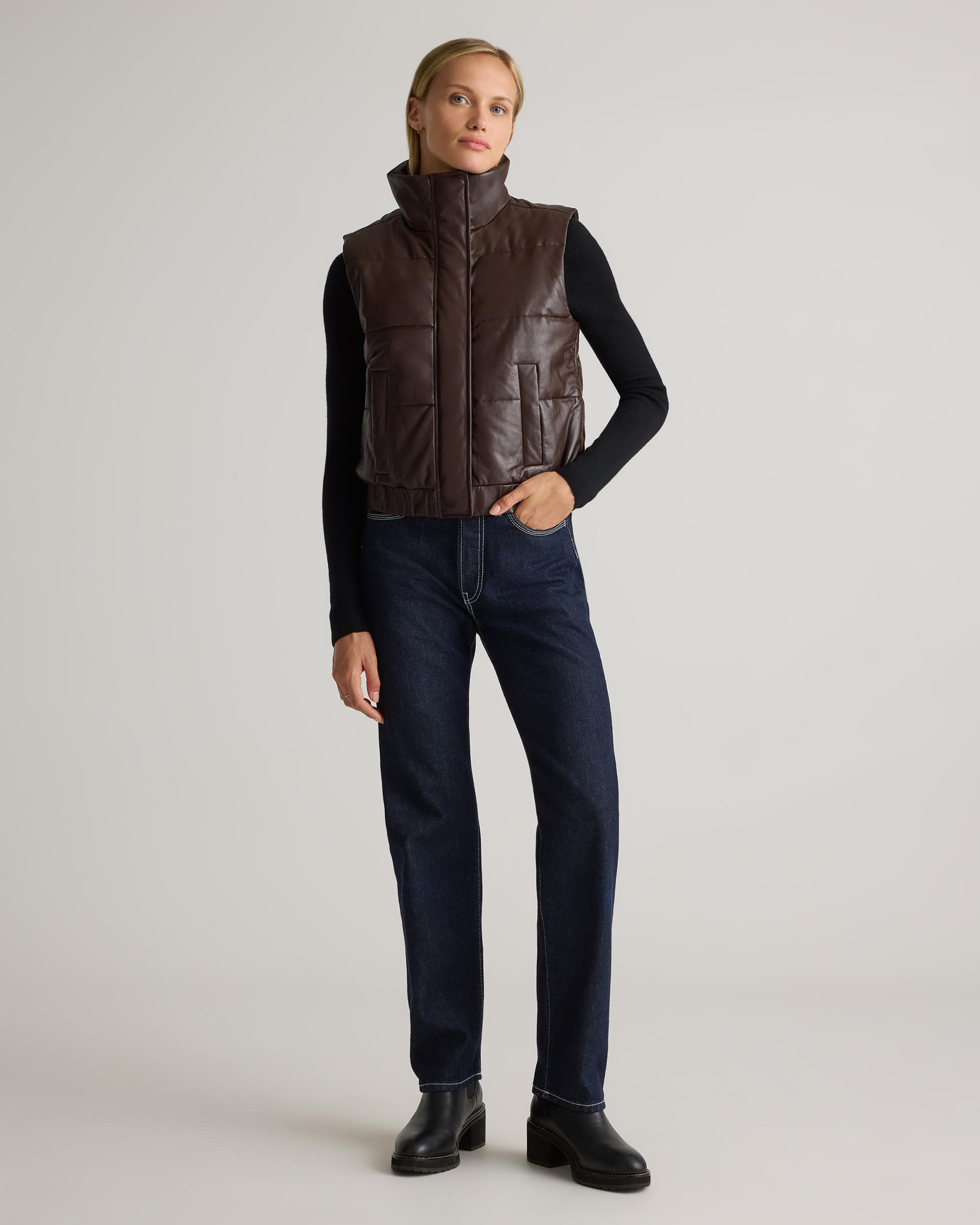 Quince | Women's Puffer Vest Size XL, Leather Product Image