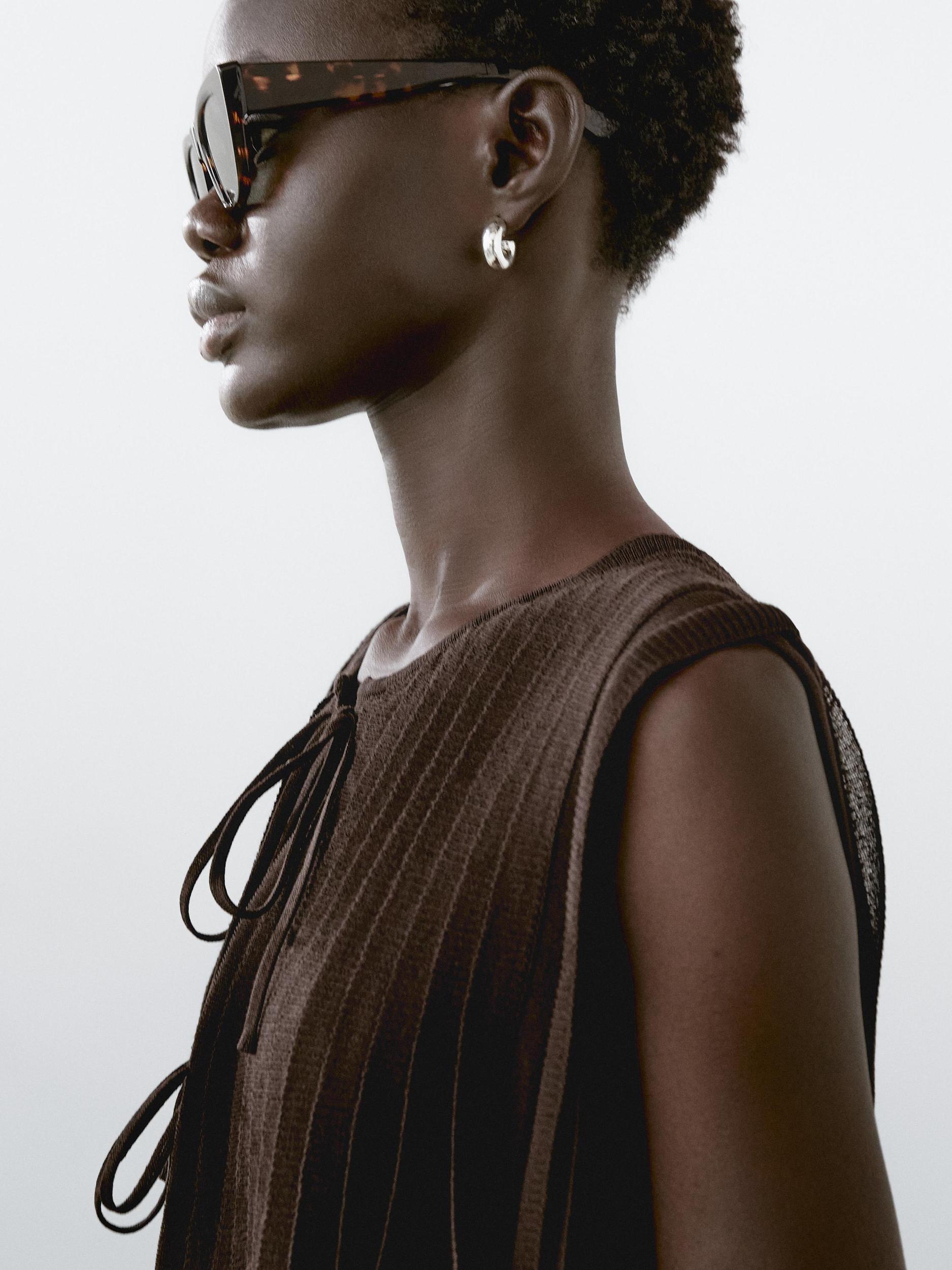 Waistcoat with tie and pleated detail Product Image