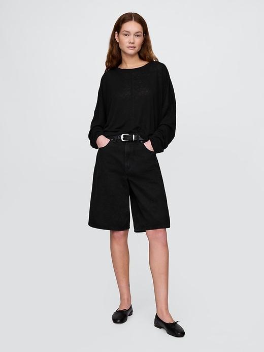 Oversized Linen-Blend Swing Top Product Image