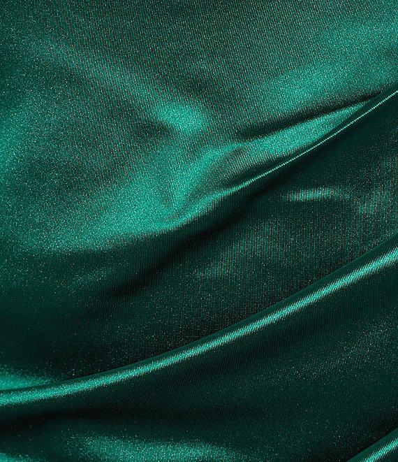 Honey and Rosie Satin Lace-Up Back Wrap Mini Dress Product Image