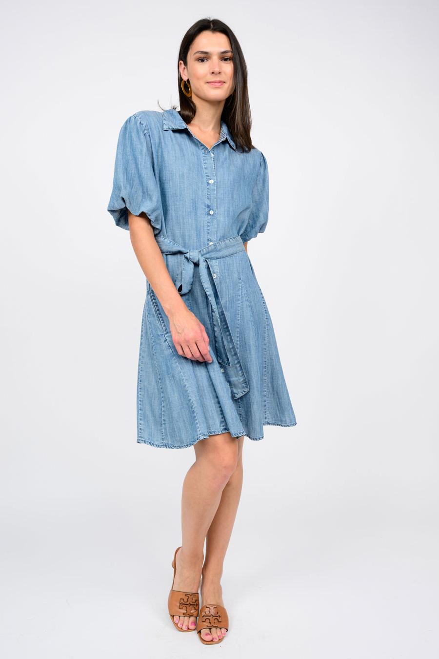 Denim Godet Dress Product Image