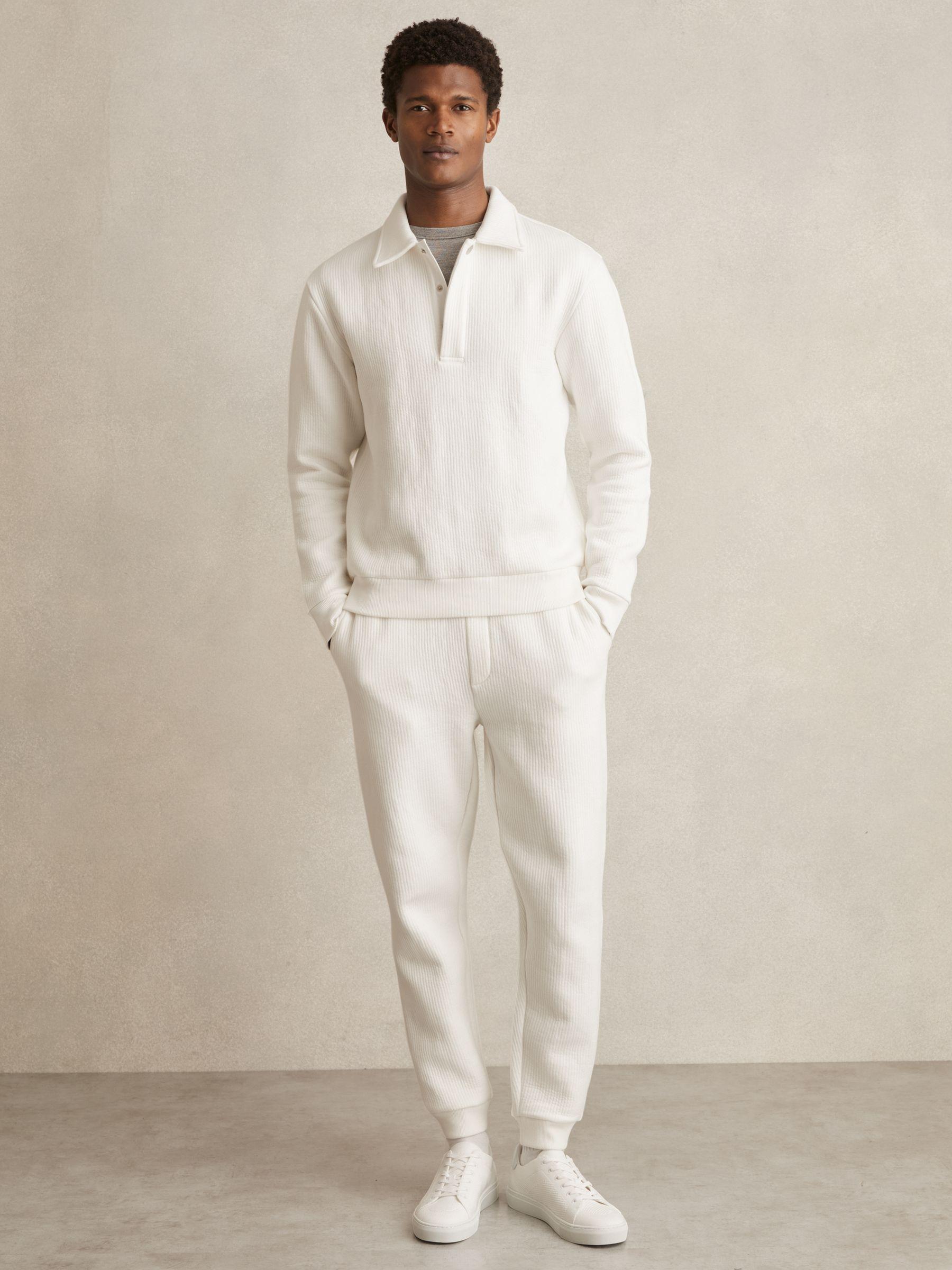 Jersey Ribbed Polo Shirt in White Product Image