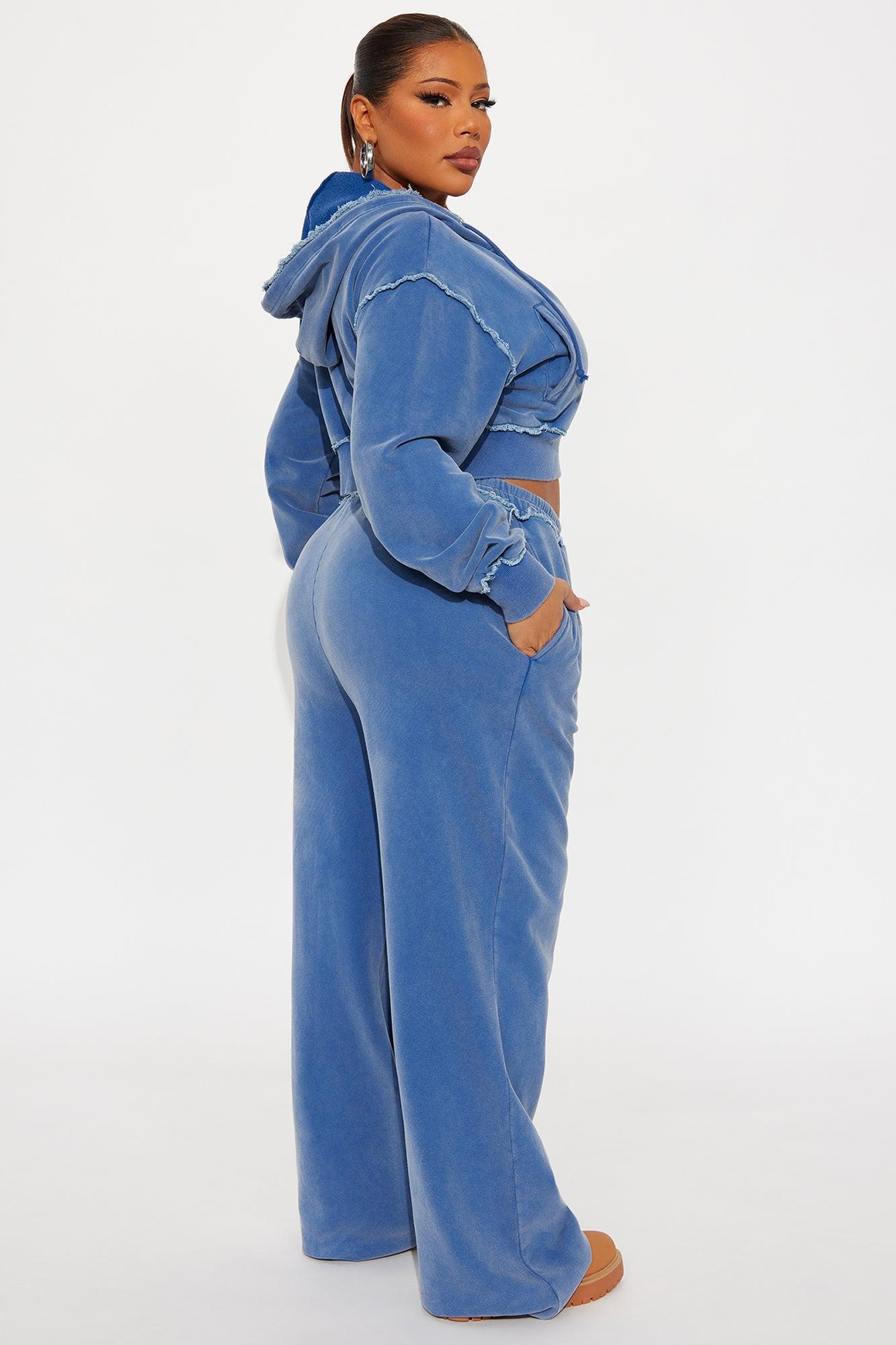Your Favorite Fleece Low Rise Pant Set - Blue Female Product Image