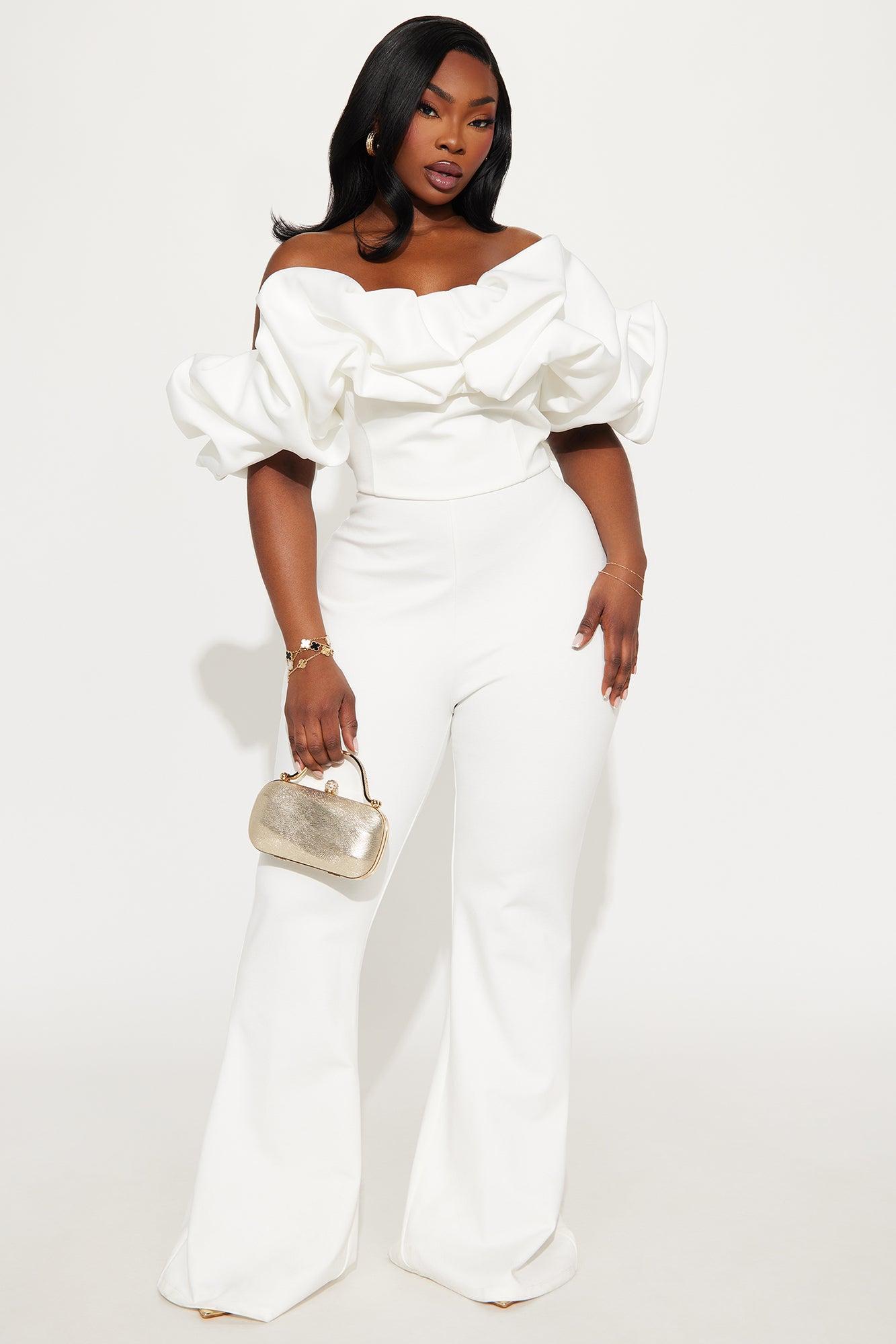 Ruffle Affair Jumpsuit - White Female Product Image