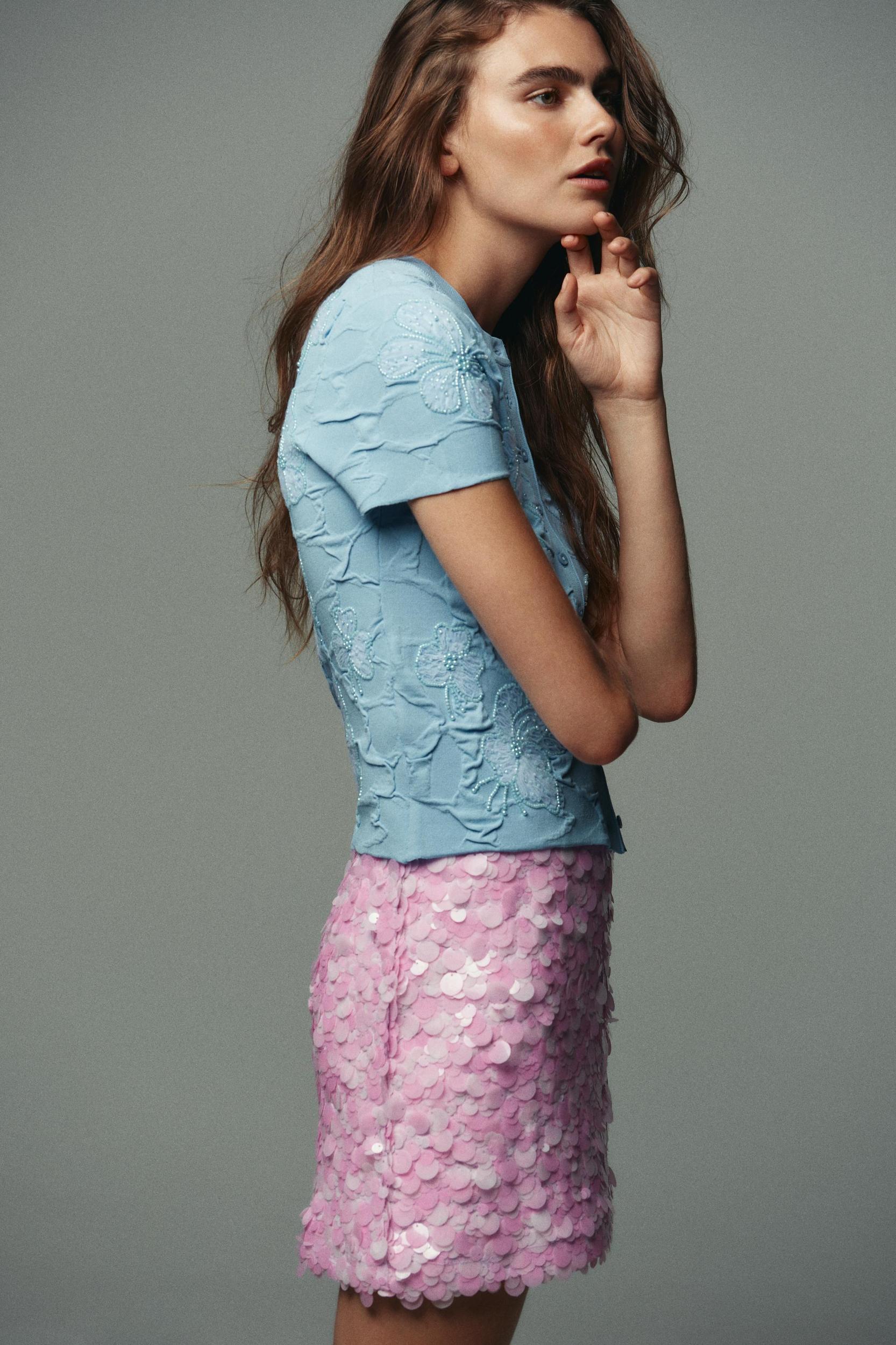 BEADED KNIT CARDIGAN Product Image