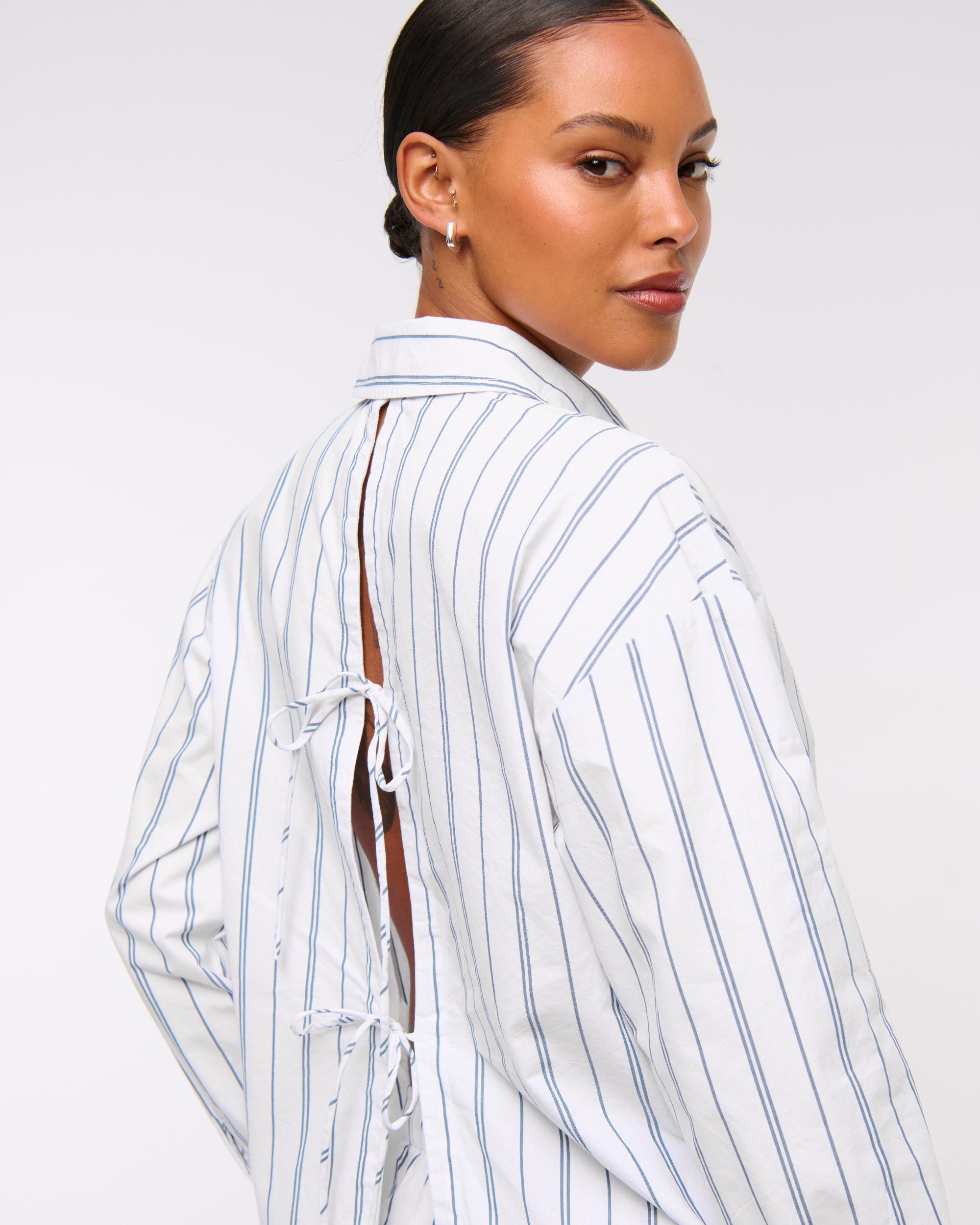 Oversized Tie-Back Poplin Shirt Product Image