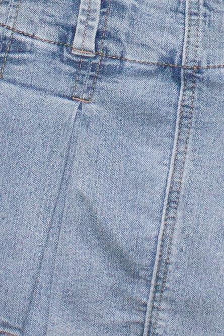 Low Rise Denim Pleated Mini Skort Product Image