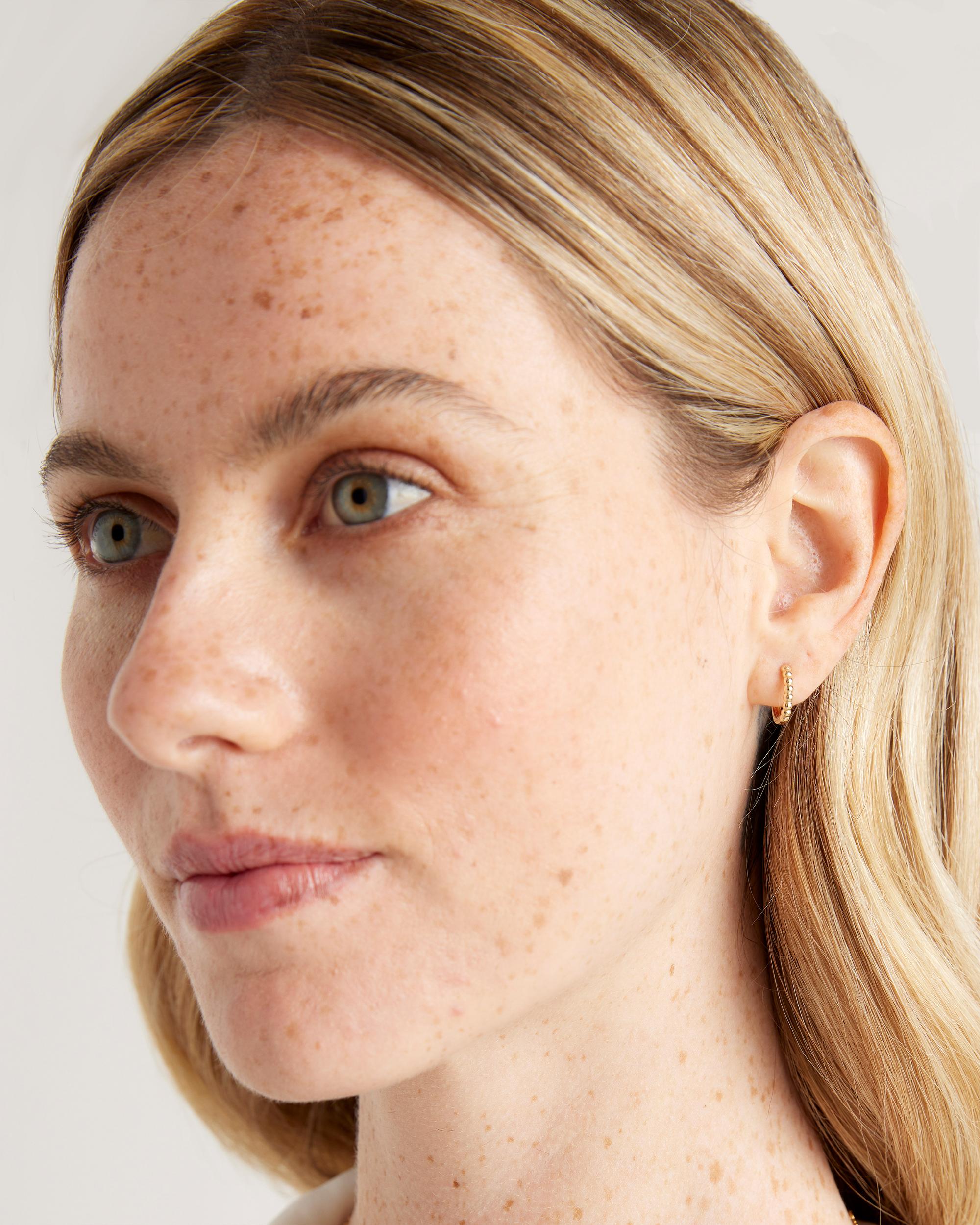 Quince | Women's 14k Gold Beaded Hoop Earrings Product Image