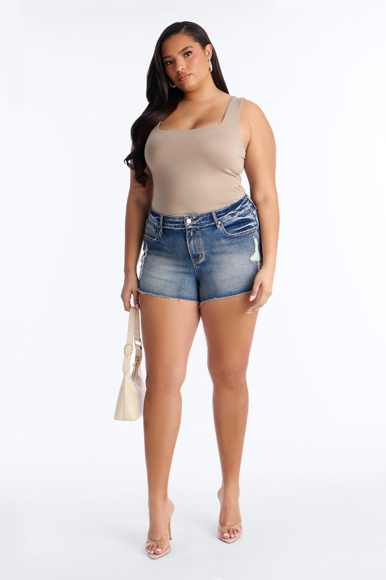 Absolutely Thriving Stretch Denim Cut Off Shorts - Vintage Wash Female Product Image