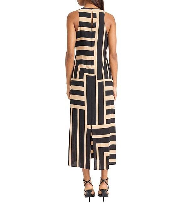 Donna Morgan Printed Stretch High Round Neck Sleeveless Midi Dress Product Image