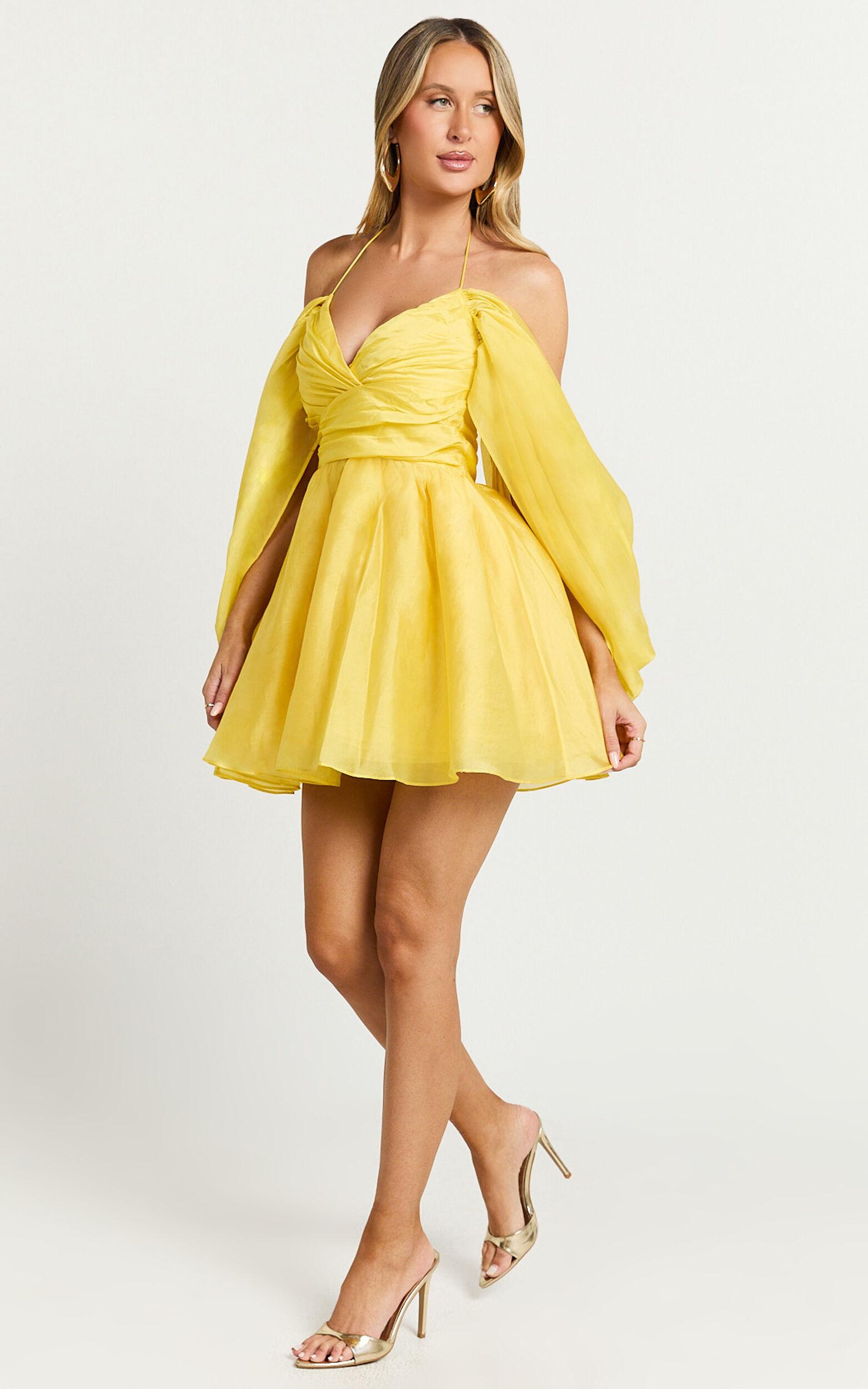 Amalie The Label - Thalia Sweetheart Off Shoulder Mini Dress in Yellow Product Image