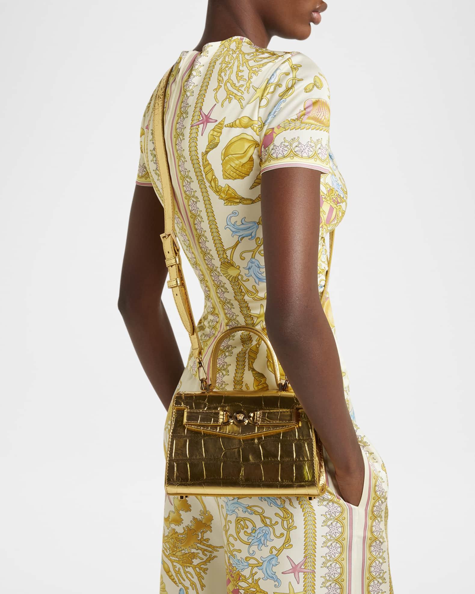 La Medusa Metallic Croc-Embossed Bag Product Image